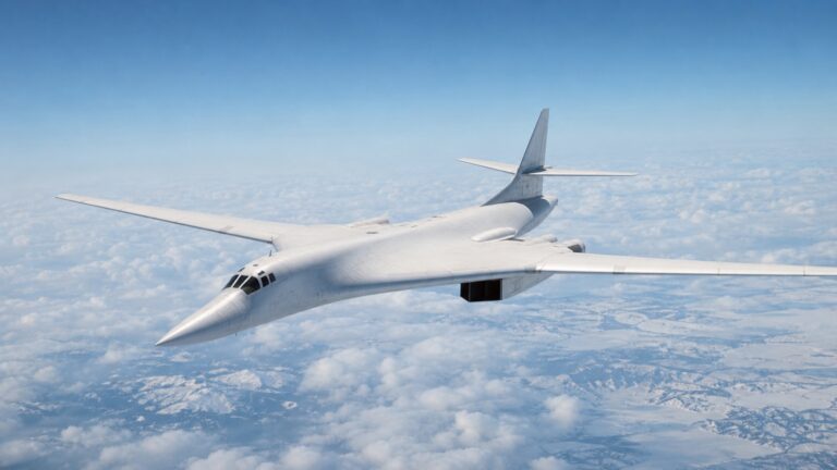 冬季上空を飛行するTu-160級超音速戦略爆撃機
