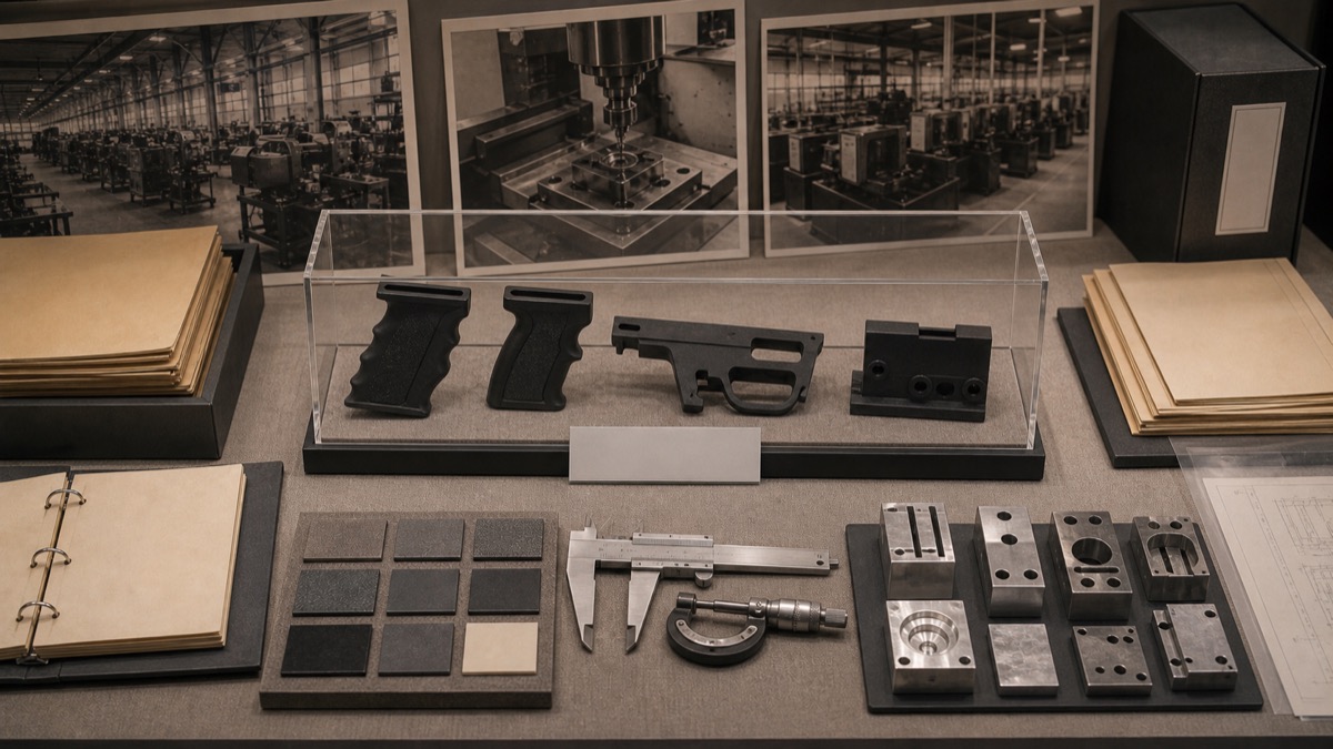 H&K社と防衛産業をイメージした製造資料展示