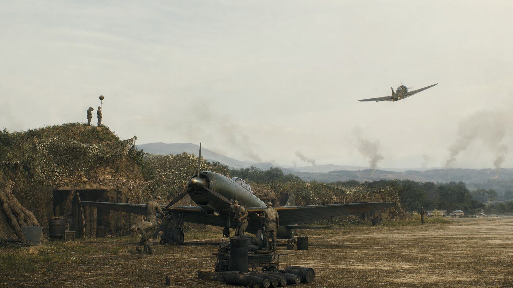 終戦期の日本本土防空戦を描いたイメージ