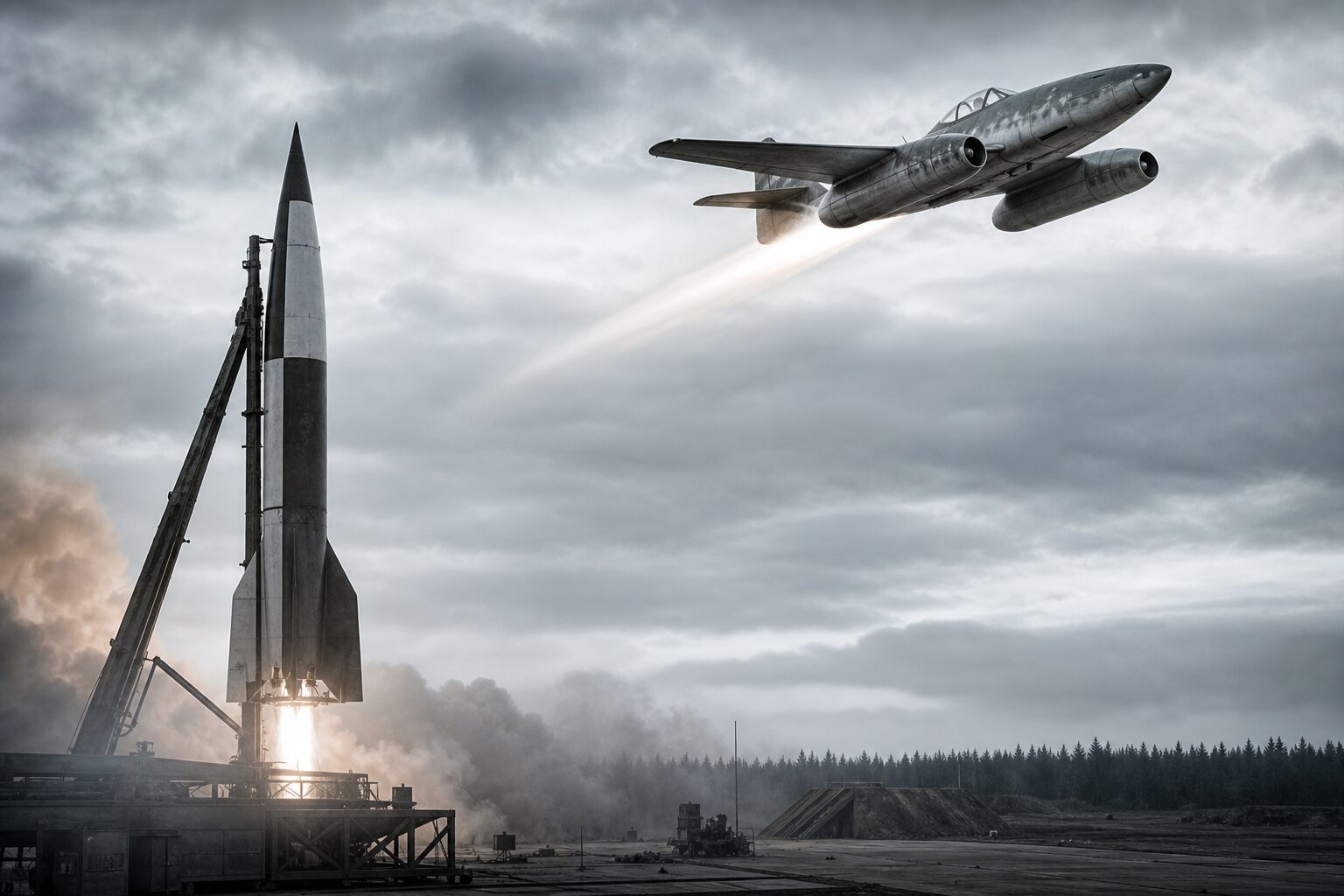 V2ロケットとMe262が示すドイツの先端技術イメージ