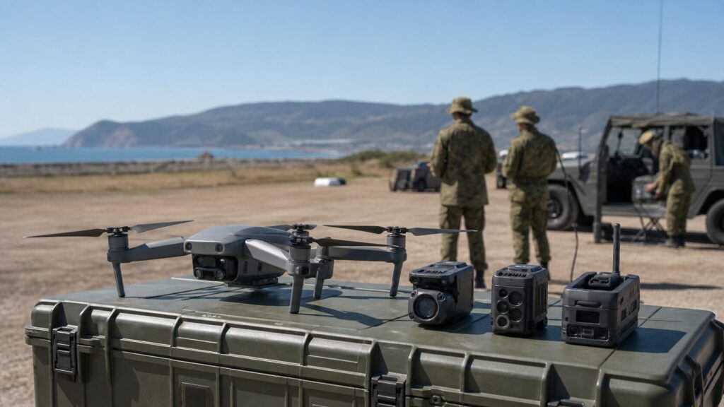 自衛隊のモジュール型UAVと交換式モジュールのイメージ