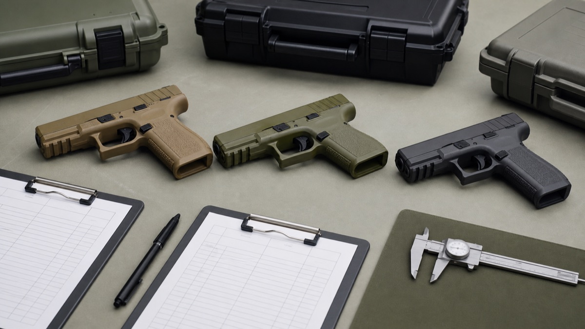 自衛隊新拳銃の候補評価をイメージした比較卓
