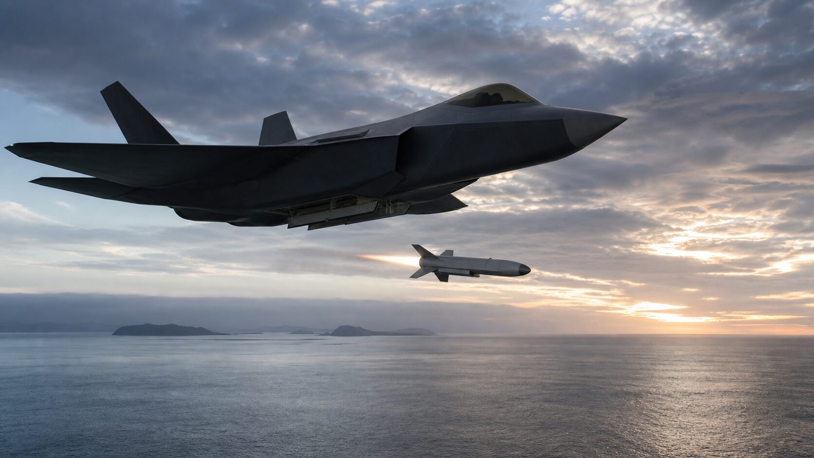 戦闘機から発射される空対艦ミサイルのイメージ