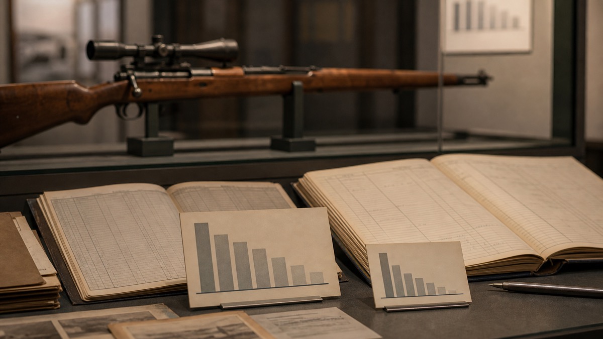 Kar98k狙撃型の希少性をイメージした資料展示