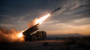 HIMARS級発射機から発射されるPrSM級長距離ミサイル