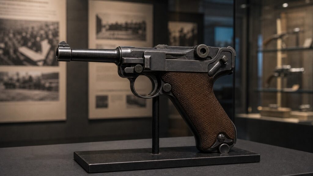 ルガーP08をイメージした博物館展示
