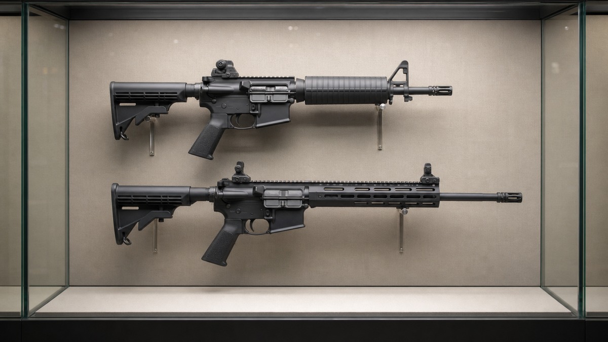 M4仕様と民間AR-15系ライフルの比較展示