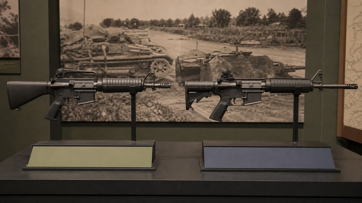 M4とM4A1の米軍仕様を比較する展示