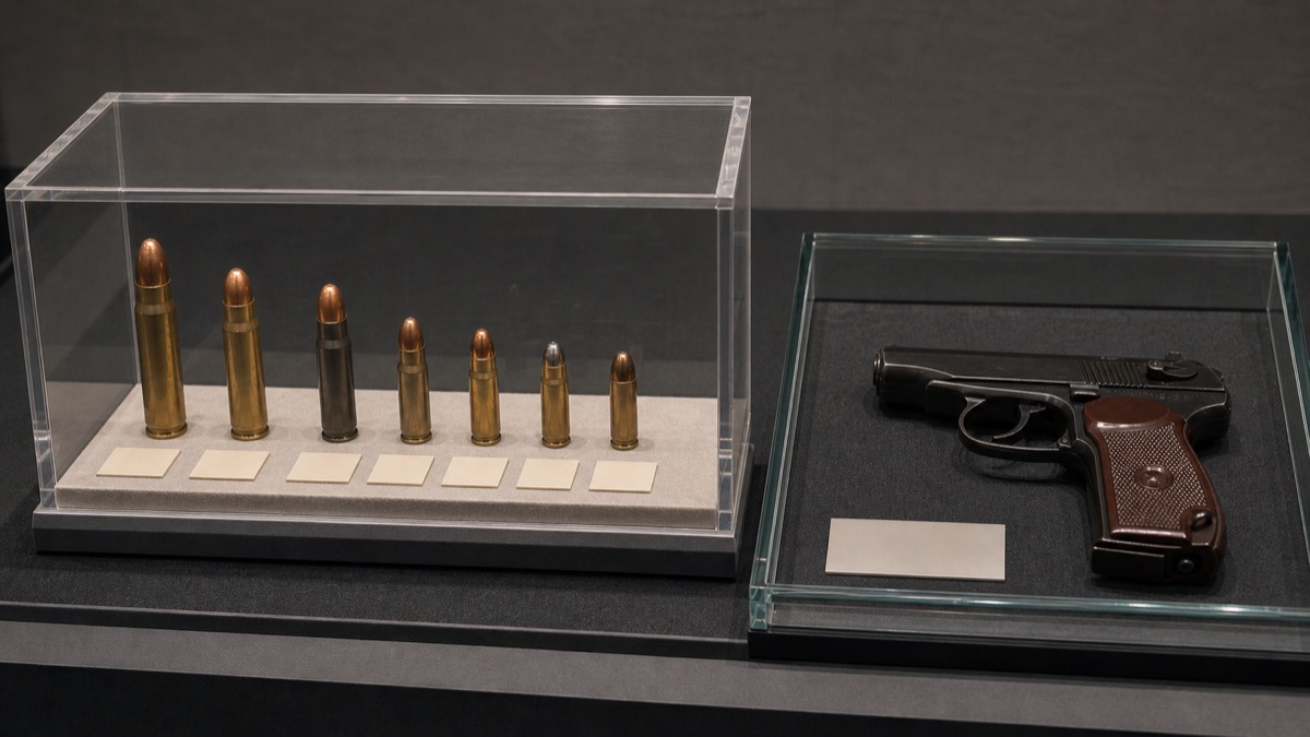 9x18mmマカロフ弾の規格展示をイメージしたケース