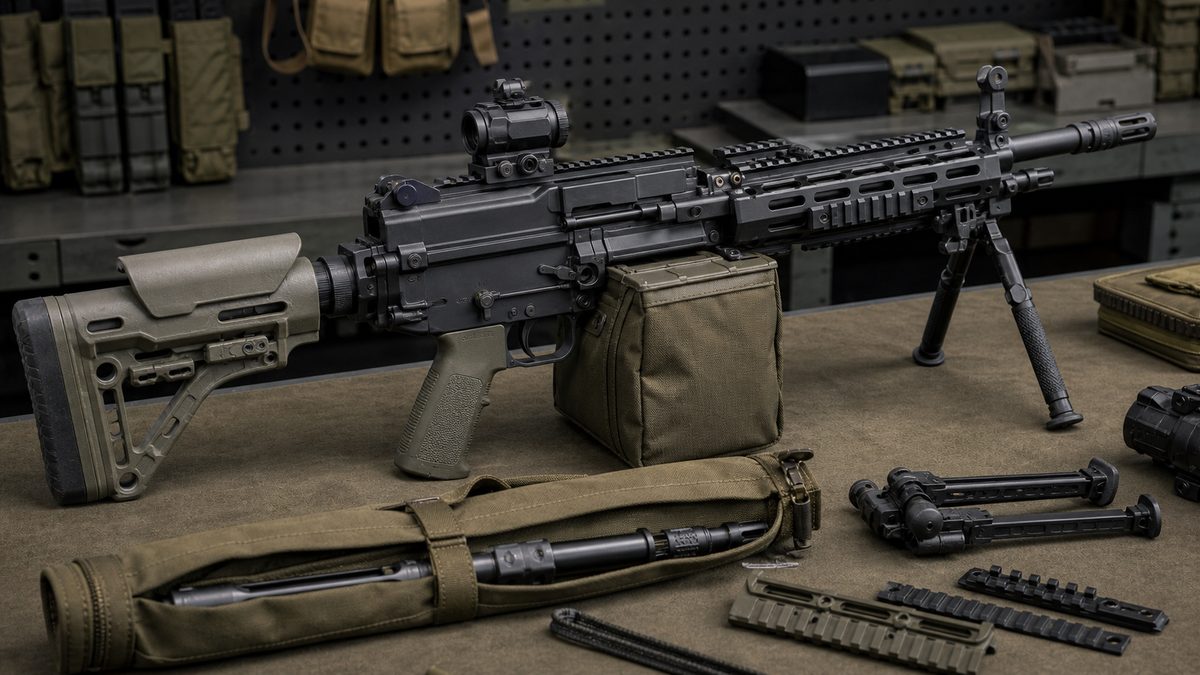 MINIMI Mk3のストック・レール・二脚改良をイメージした装備写真