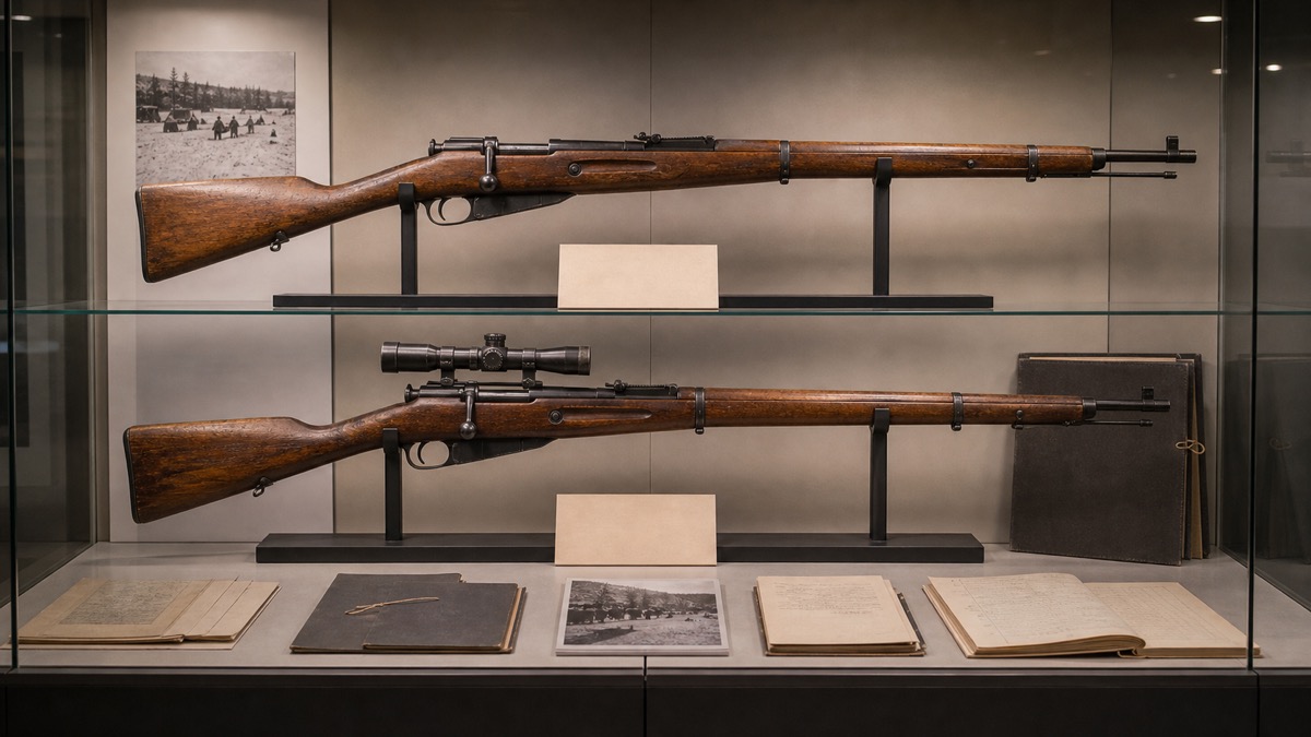 通常型M91/30と狙撃型の違いをイメージした比較展示