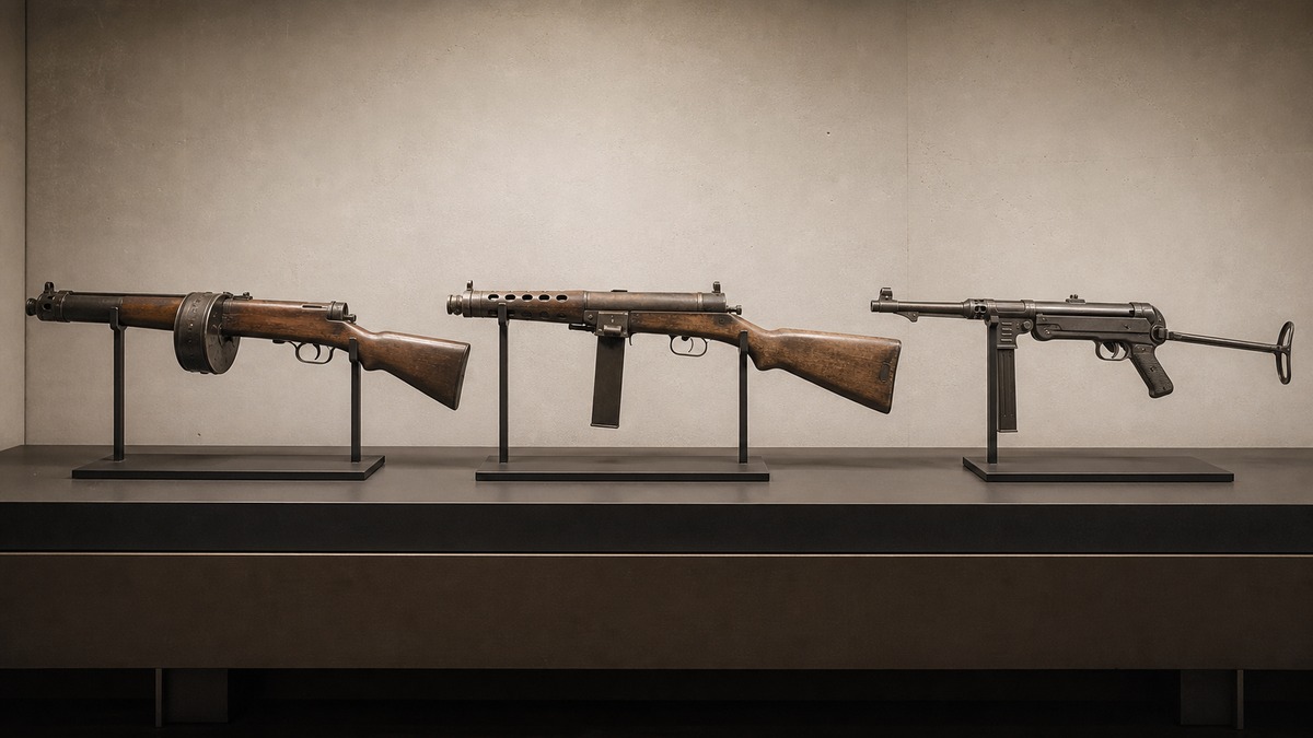 MP18・MP28・MP38の設計系譜を比較する博物館展示