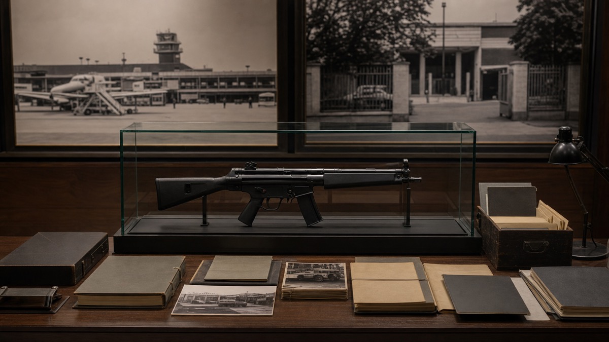 MP5を有名にした人質事件史をイメージした資料展示
