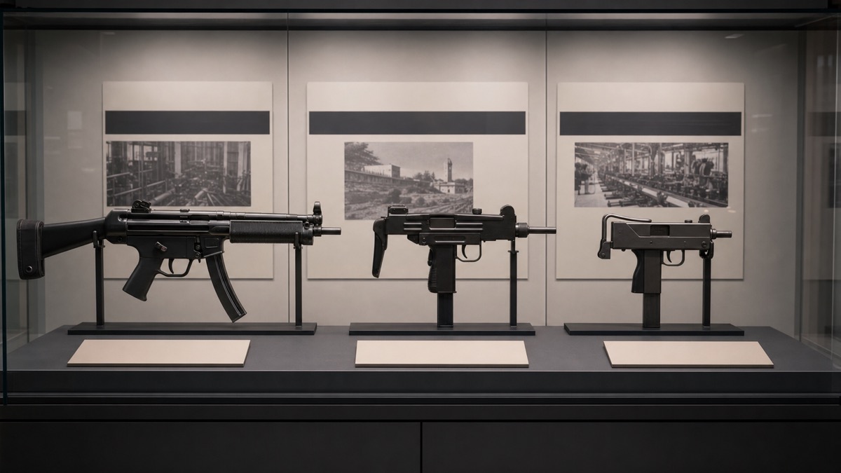 MP5とUzi・MAC-10の違いをイメージした比較展示