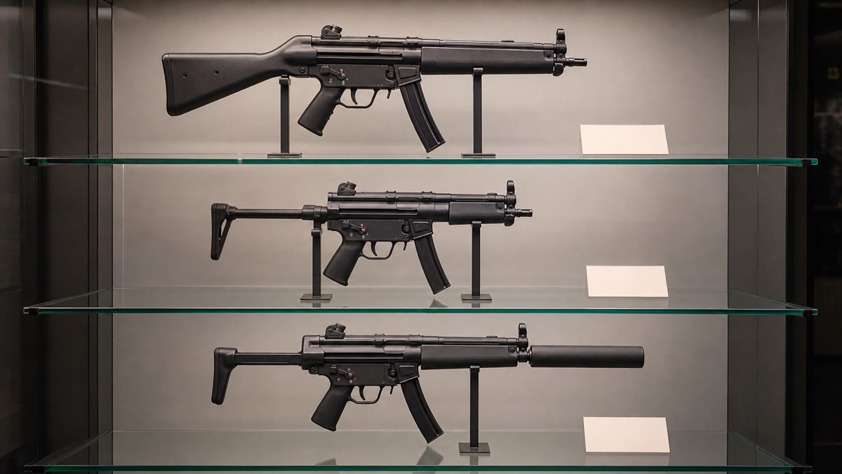 MP5ファミリーの派生型をイメージした比較展示