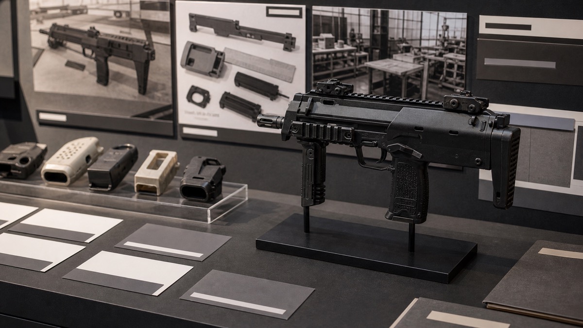 MP7とH&K技術系譜をイメージした展示