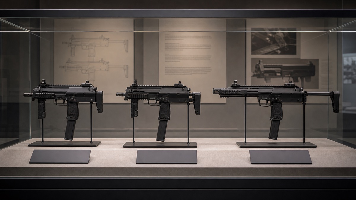 MP7の派生型と民間モデルをイメージした展示