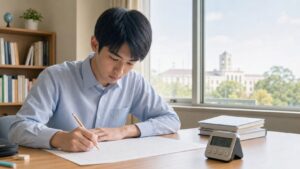 防衛大学校の小論文を40分で書く受験生のイメージ
