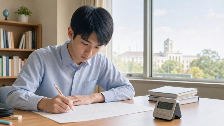 防衛大学校の小論文を40分で書く受験生のイメージ