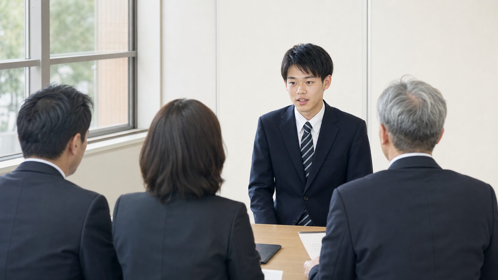 防衛大学校志望者が個別面接を受けるイメージ