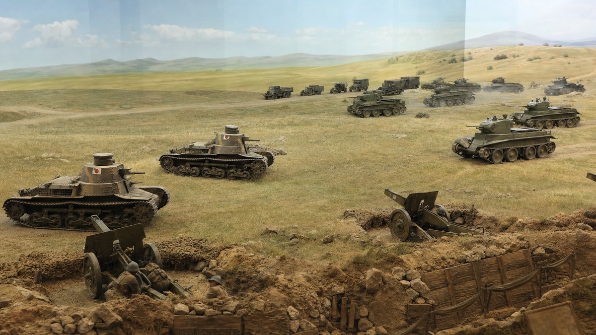 1939年7月のノモンハン戦車戦をイメージした歴史展示