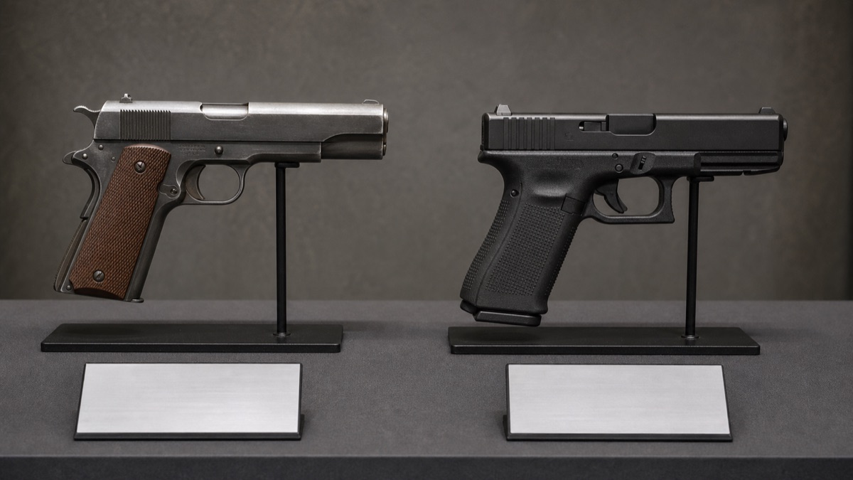 P220とSFP9の世代差をイメージした比較展示
