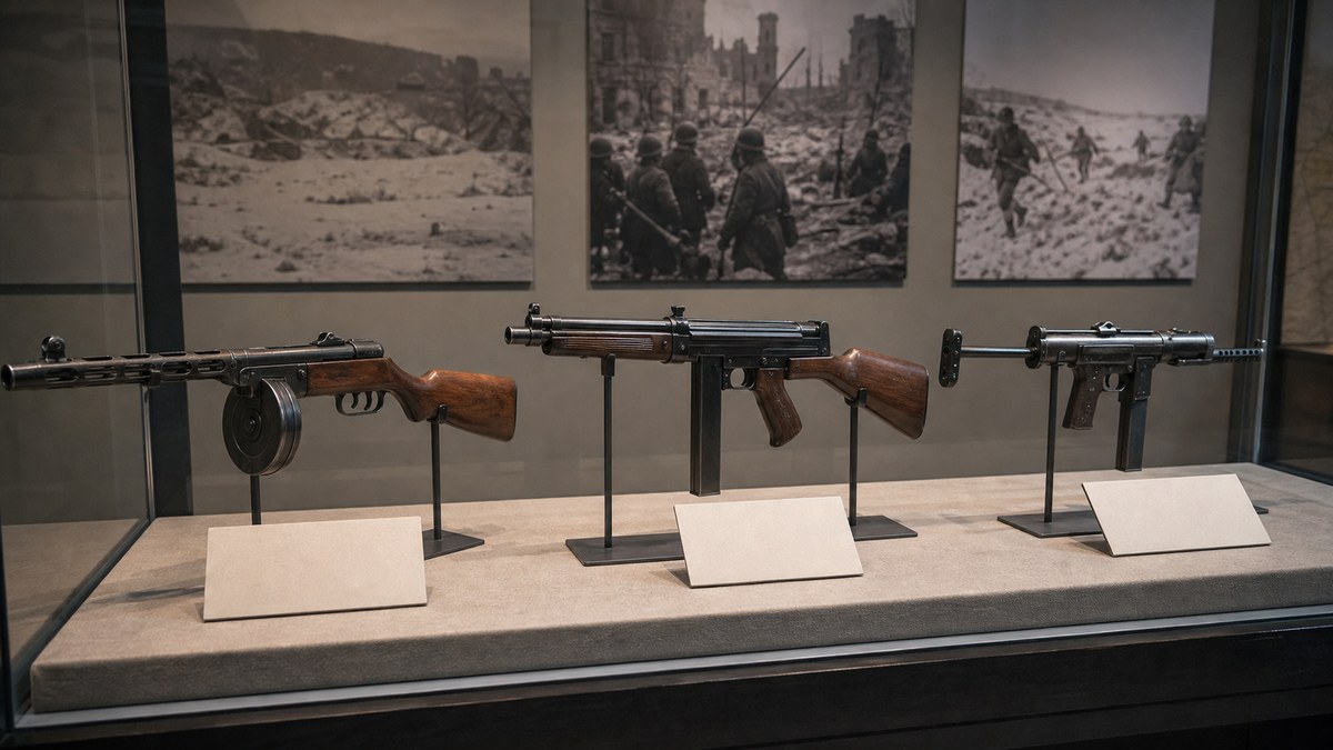 PPSh-41と同時代サブマシンガンの比較展示