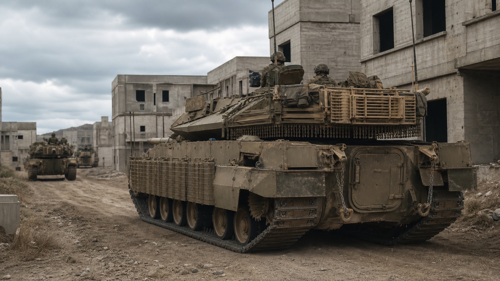 訓練市街地を進むメルカバMk.4級戦車