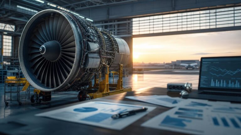 ロールス・ロイス株を象徴する航空エンジンと投資分析のイメージ