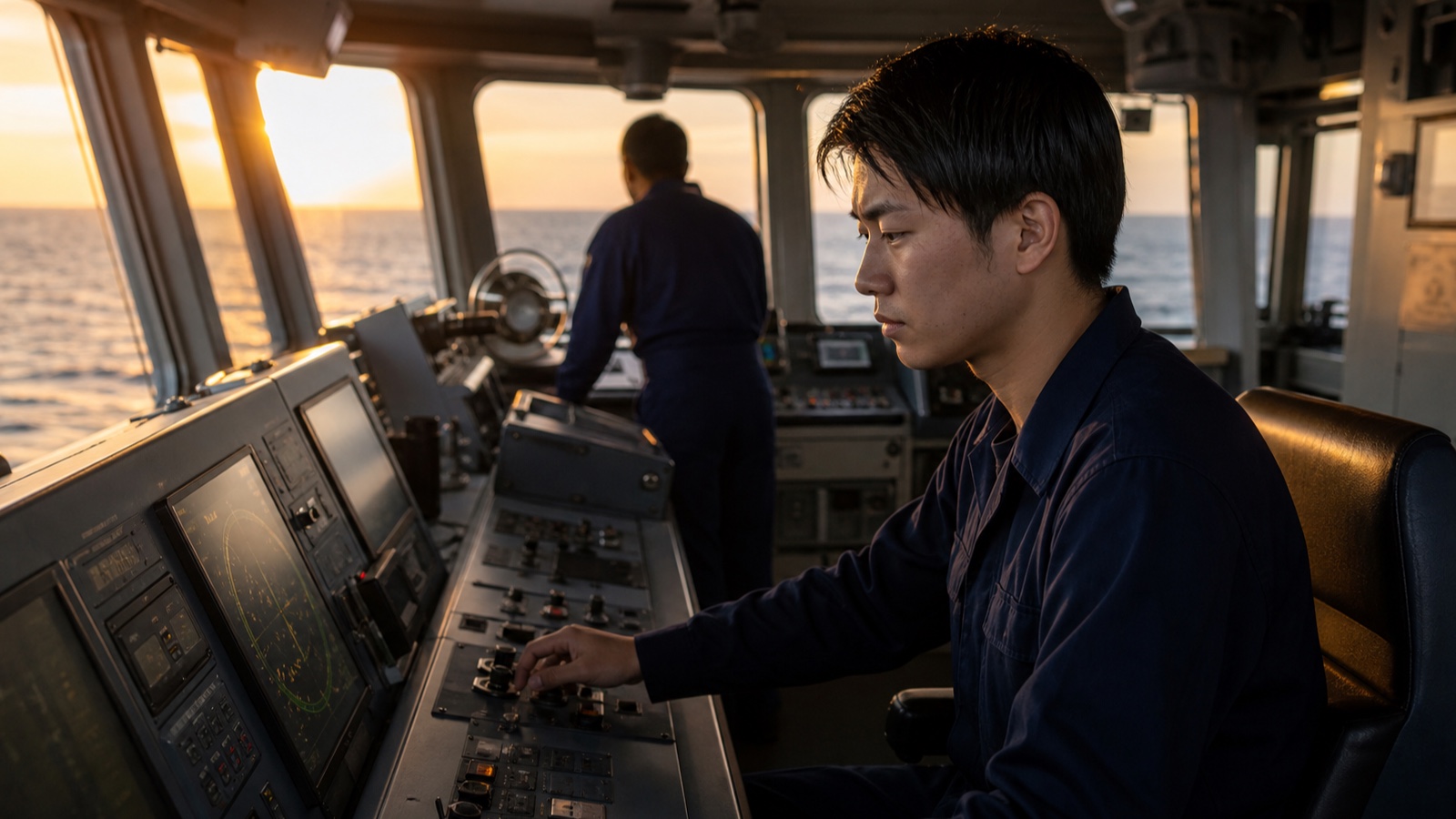 艦艇の航海中に交替勤務を行う隊員のイメージ