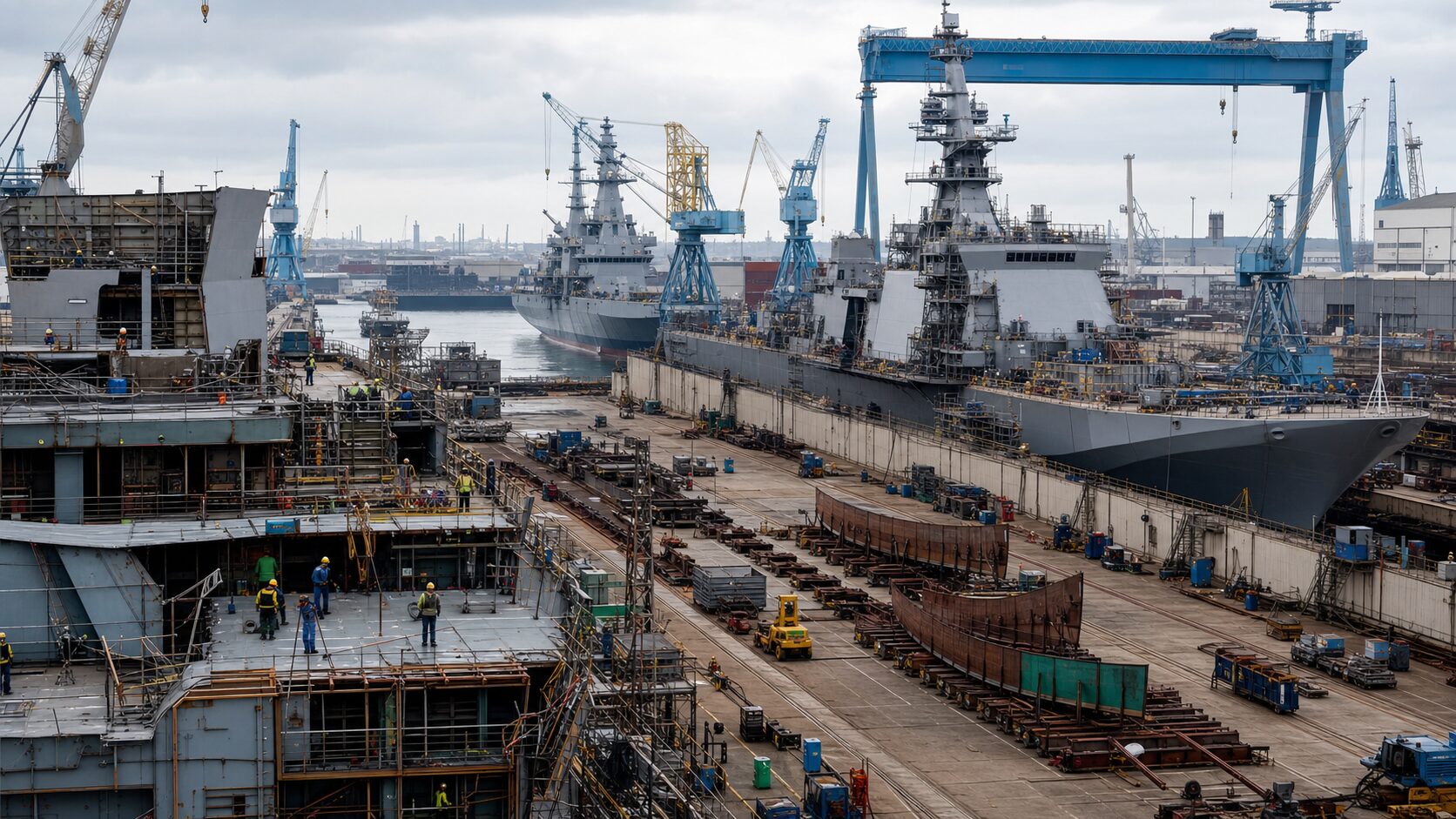 軍艦を建造・修理する大型造船所