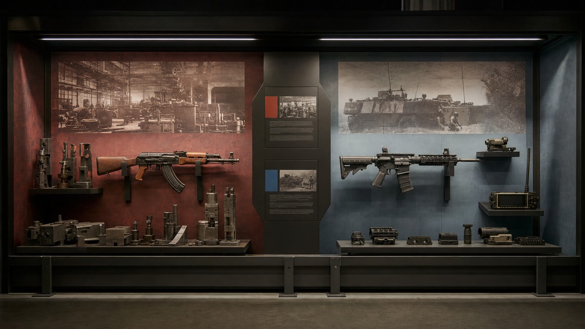 ソ連と米国の小銃設計思想を表す博物館展示