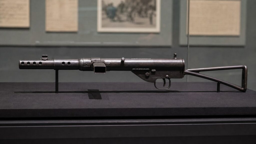 ステン短機関銃をイメージした博物館展示