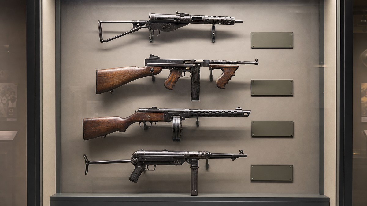 第二次世界大戦期サブマシンガンの比較展示
