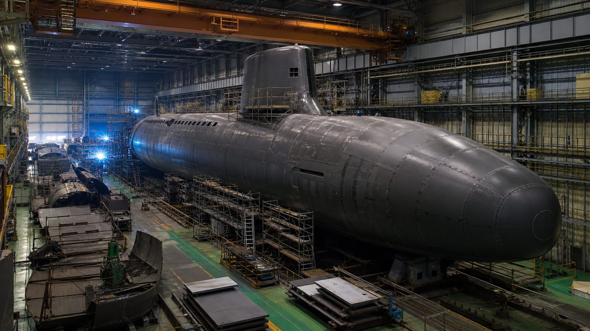 潜水艦を建造する造船所のイメージ