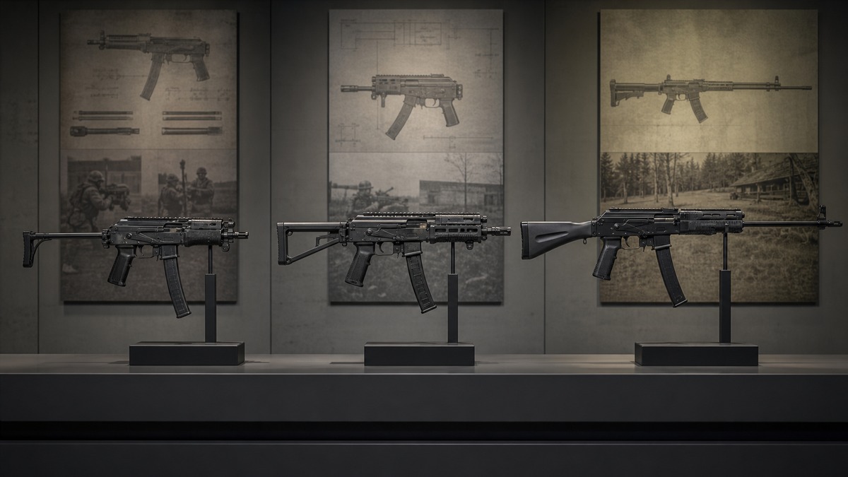 VityazからPPK-20とSaiga-9へ続く派生系譜の展示