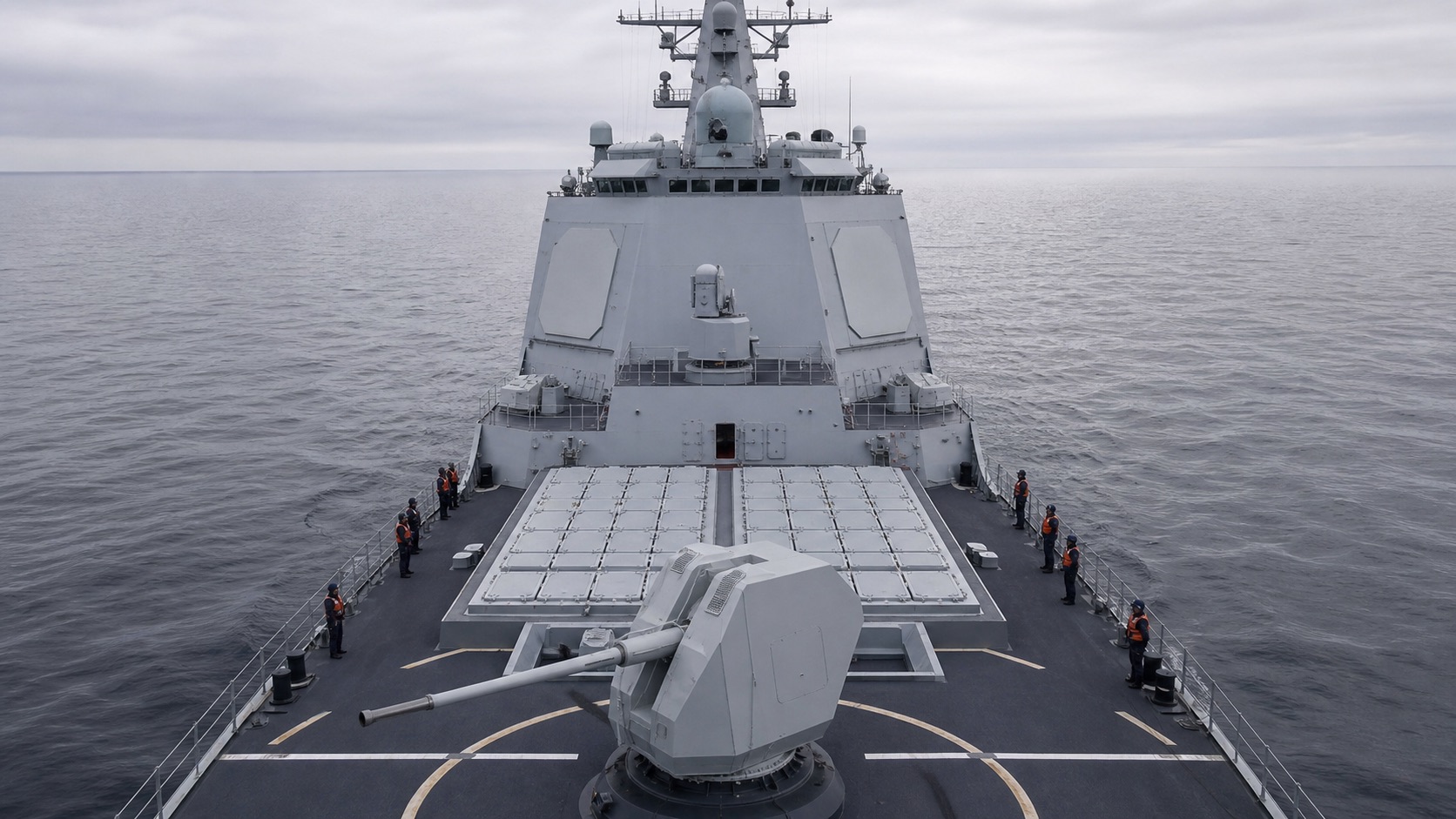 052D型級駆逐艦の前部VLSと多機能レーダー