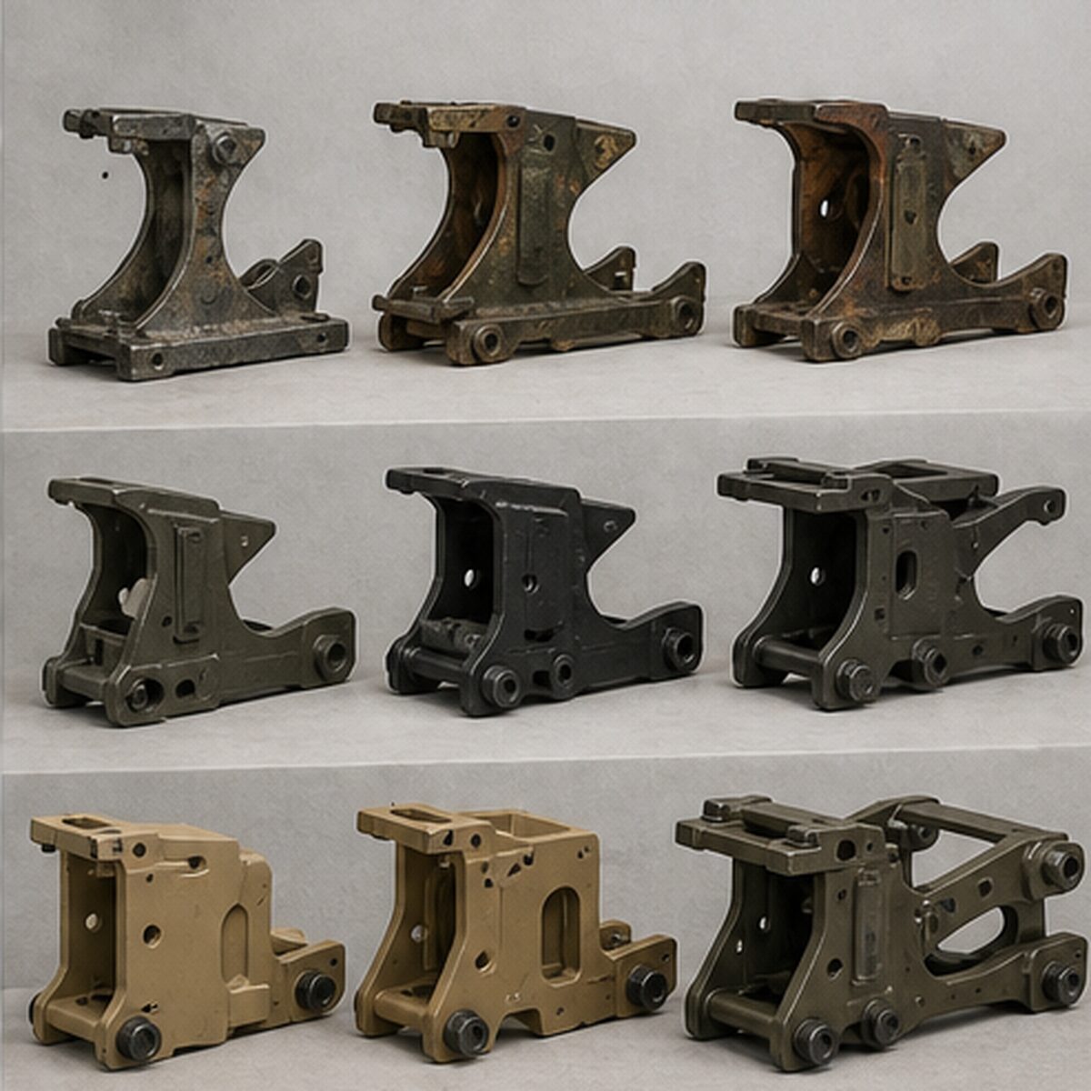 M2用銃架と支持部品の形状比較