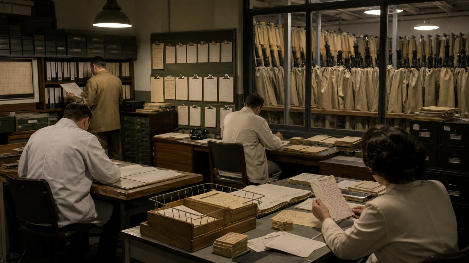 1960年代の英連邦工場でL1A1の検査に当たる匿名の作業員