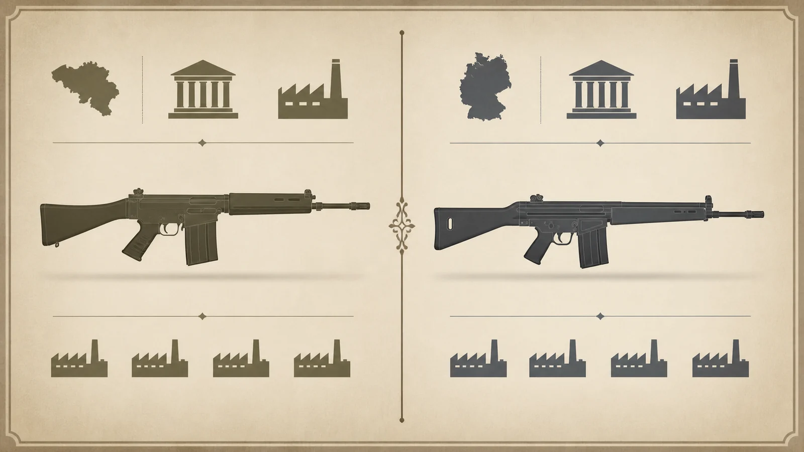 FN FALとG3を成立国・調達背景・ライセンス生産で比較するカード