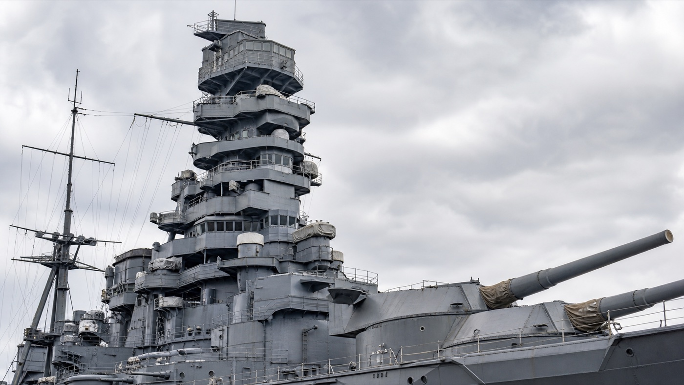 扶桑型戦艦のパゴダマストと主砲塔の歴史復元図