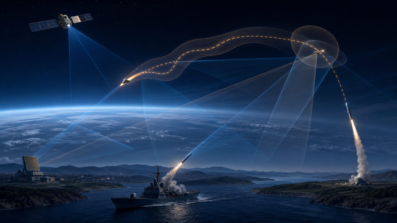 極超音速滑空兵器を衛星・レーダー・艦艇・地上迎撃で追跡する多層防衛