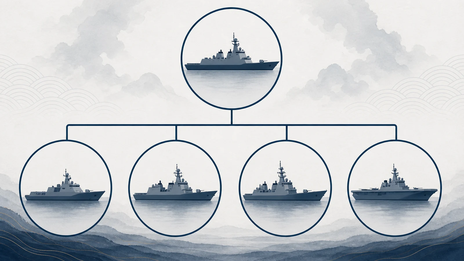 海上自衛隊の護衛艦からFFM・DD・DDG・DDHへ分かれる分類図