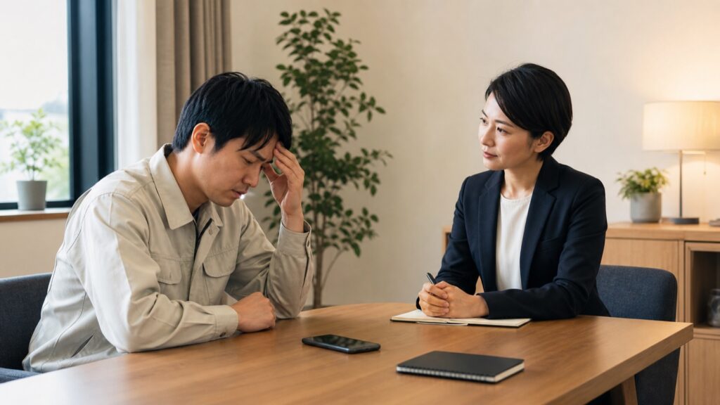 自衛隊のハラスメントについて外部相談員へ話す隊員