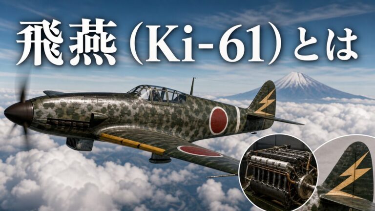 液冷エンジンの細い機首を持つ飛燕（Ki-61）の急降下