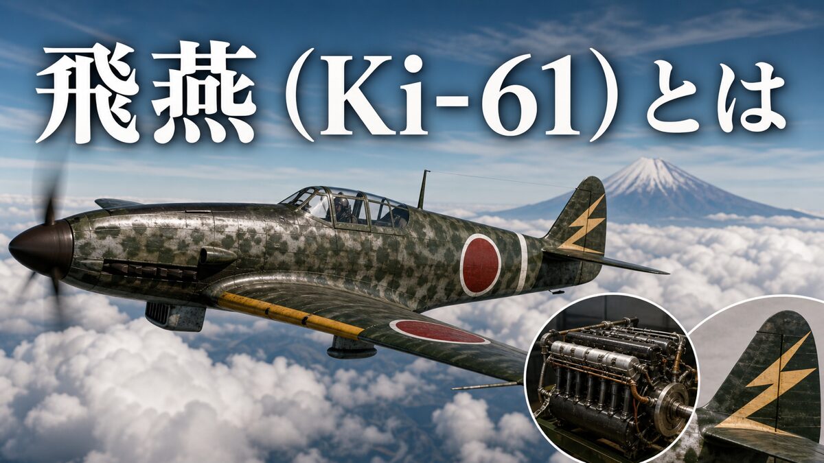 液冷エンジンの細い機首を持つ飛燕（Ki-61）の急降下
