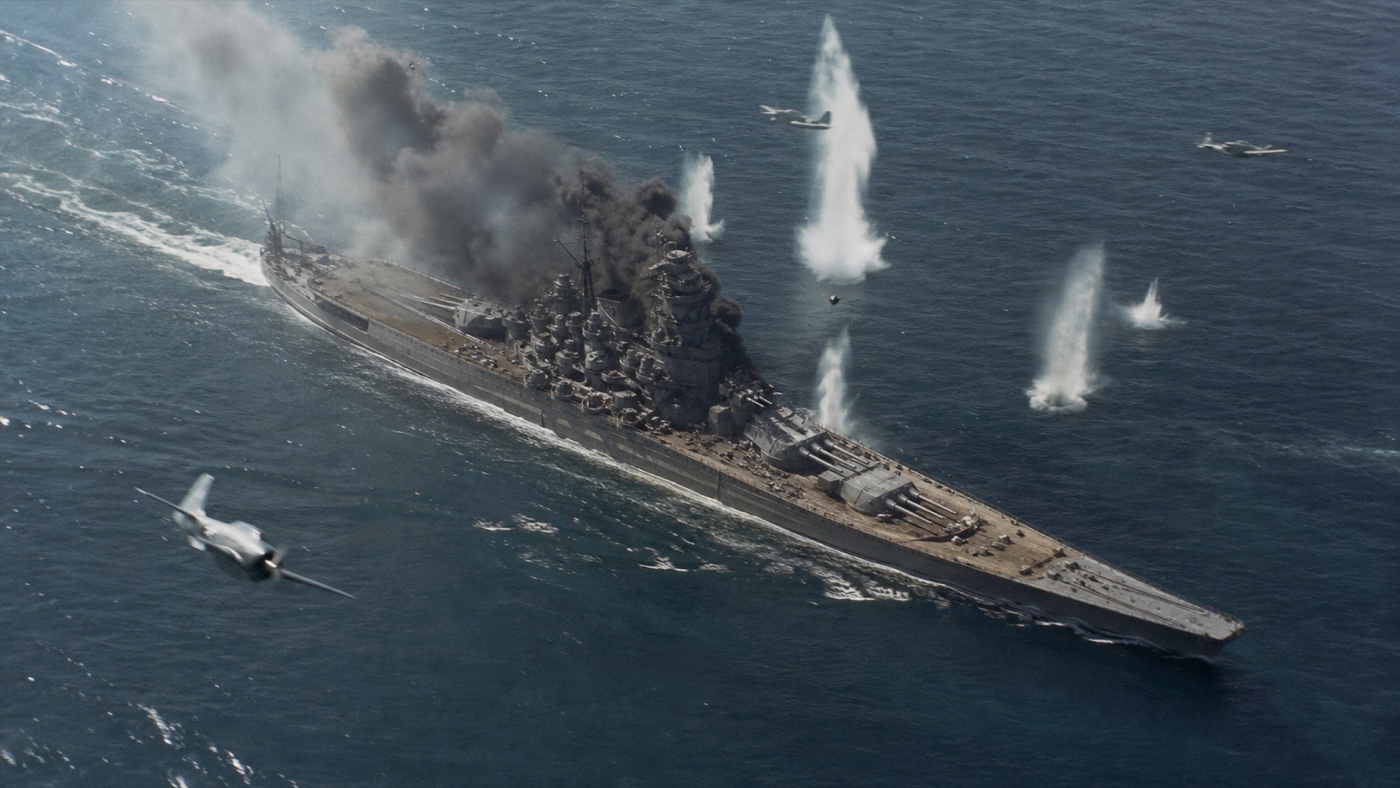 シブヤン海で航空攻撃を受ける戦艦武蔵の歴史復元図