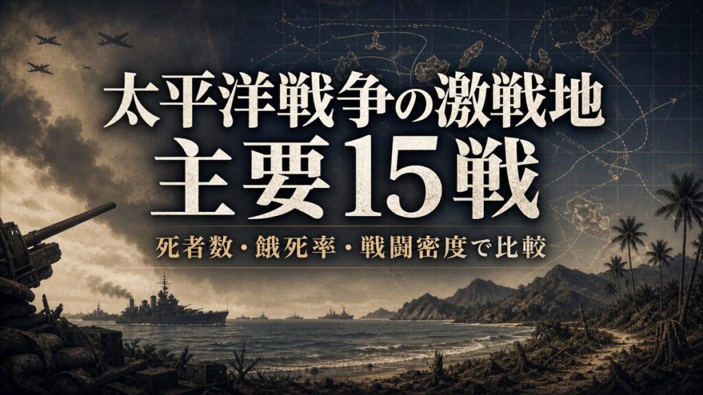太平洋戦争の主要15戦を死者数・餓死率・戦闘密度で比較する