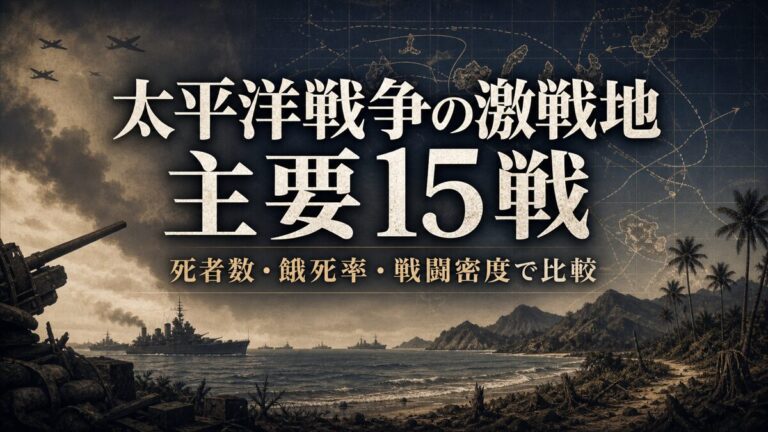 太平洋戦争の主要15戦を死者数・餓死率・戦闘密度で比較する
