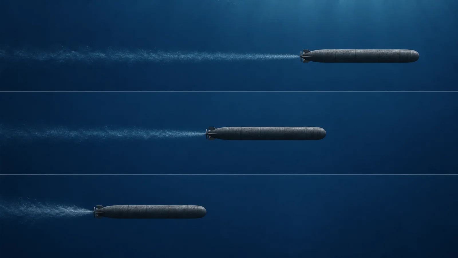 九三式魚雷の低速長射程と高速短射程を示す比較図